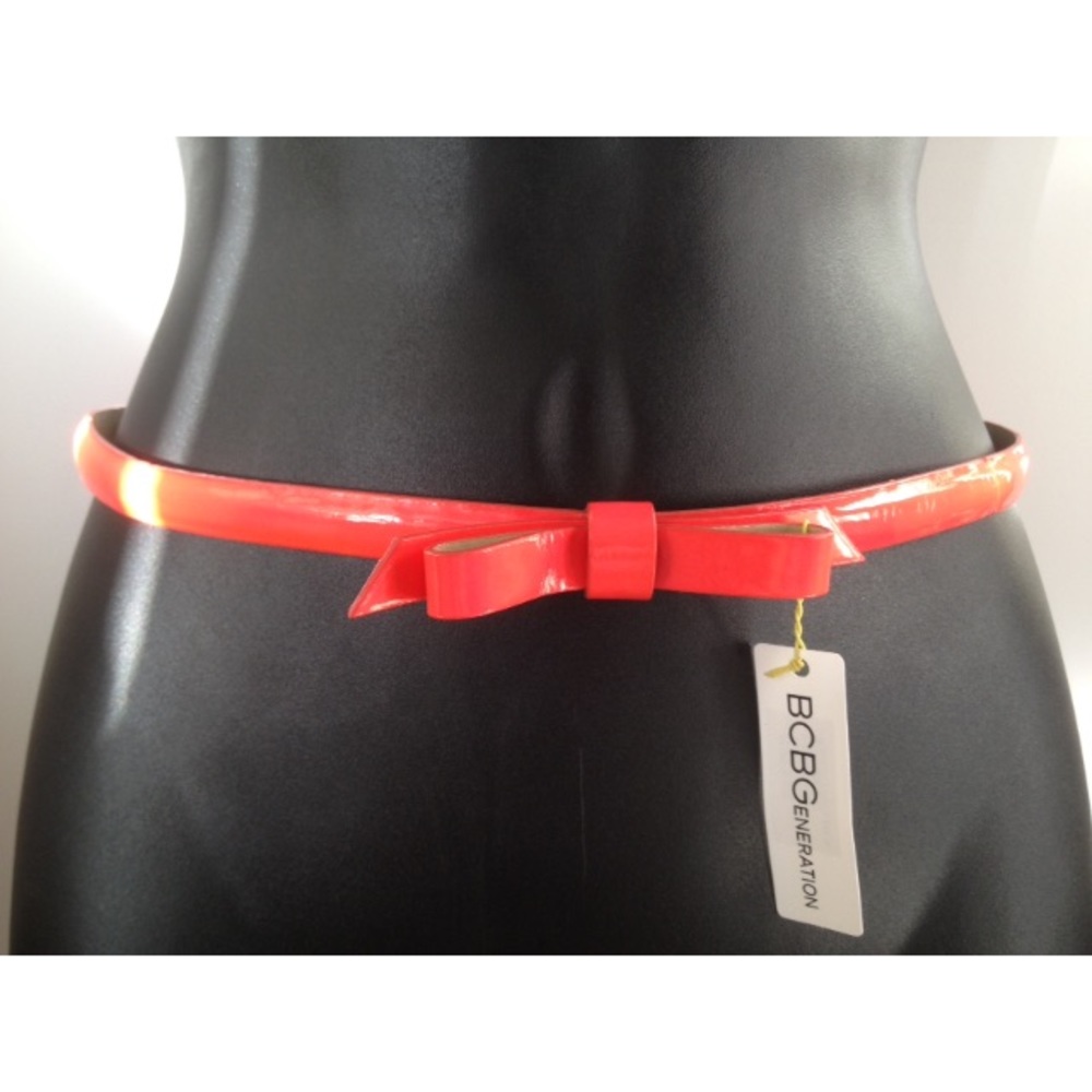BCBGENERATION WAIST BELT BOW BUCKLE SKINNY NEON